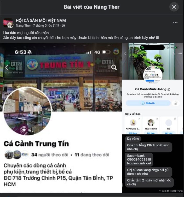 cảnh báp cá cảnh trung tín lừa đảo